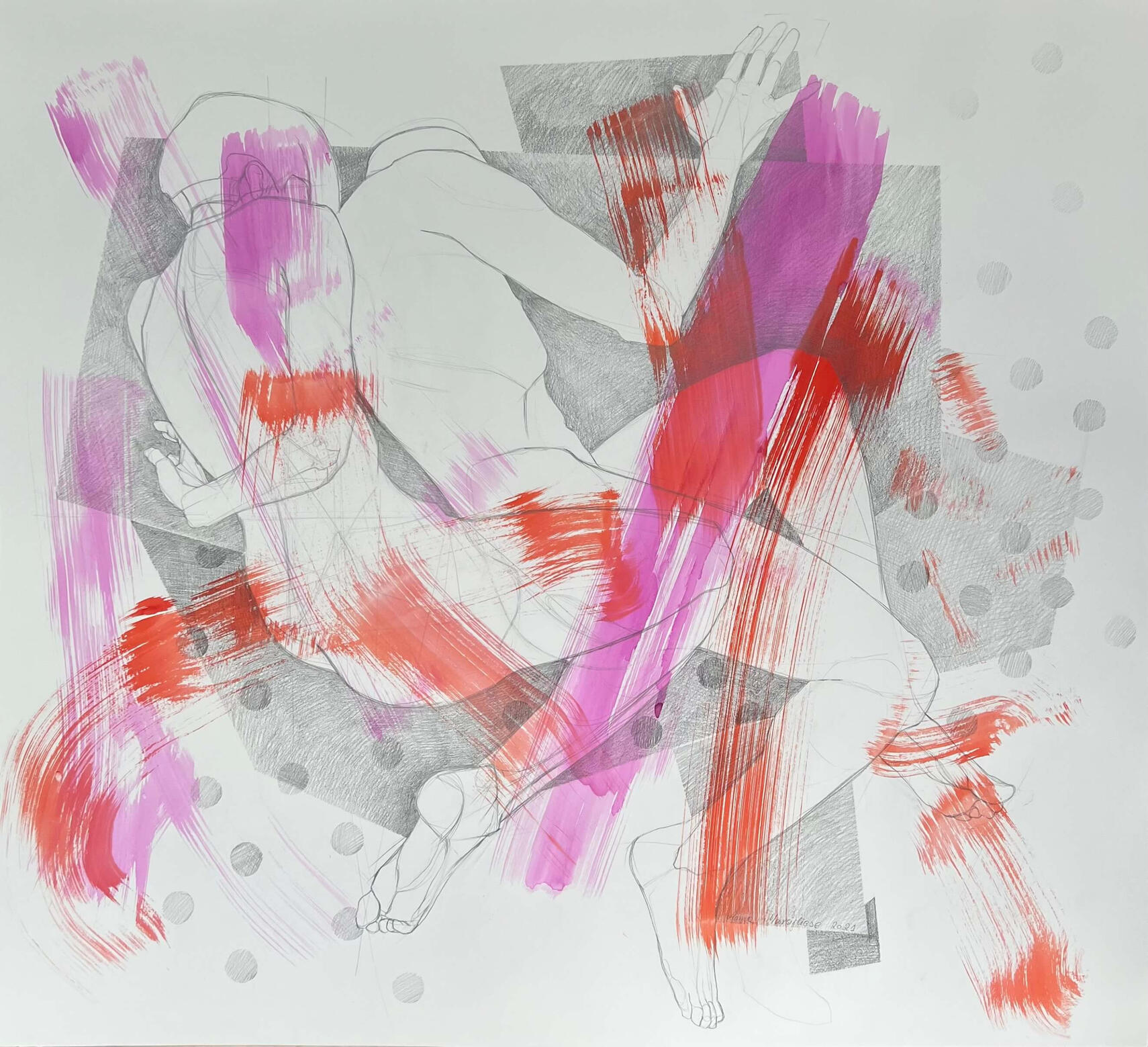 Detached [Oderwani], 120x110cm Inks, aquarelle, graphite, paper