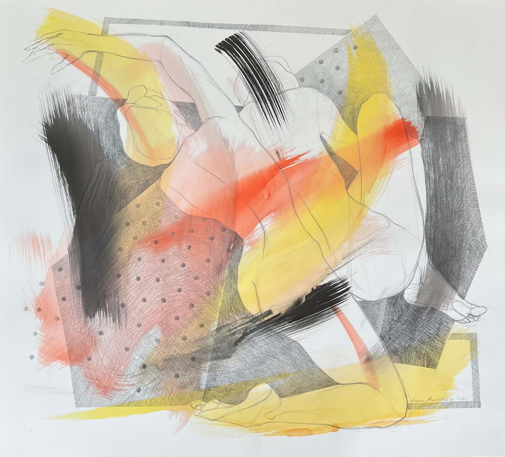 Detached [Oderwani], 120x110cm Inks, aquarelle, graphite, paper