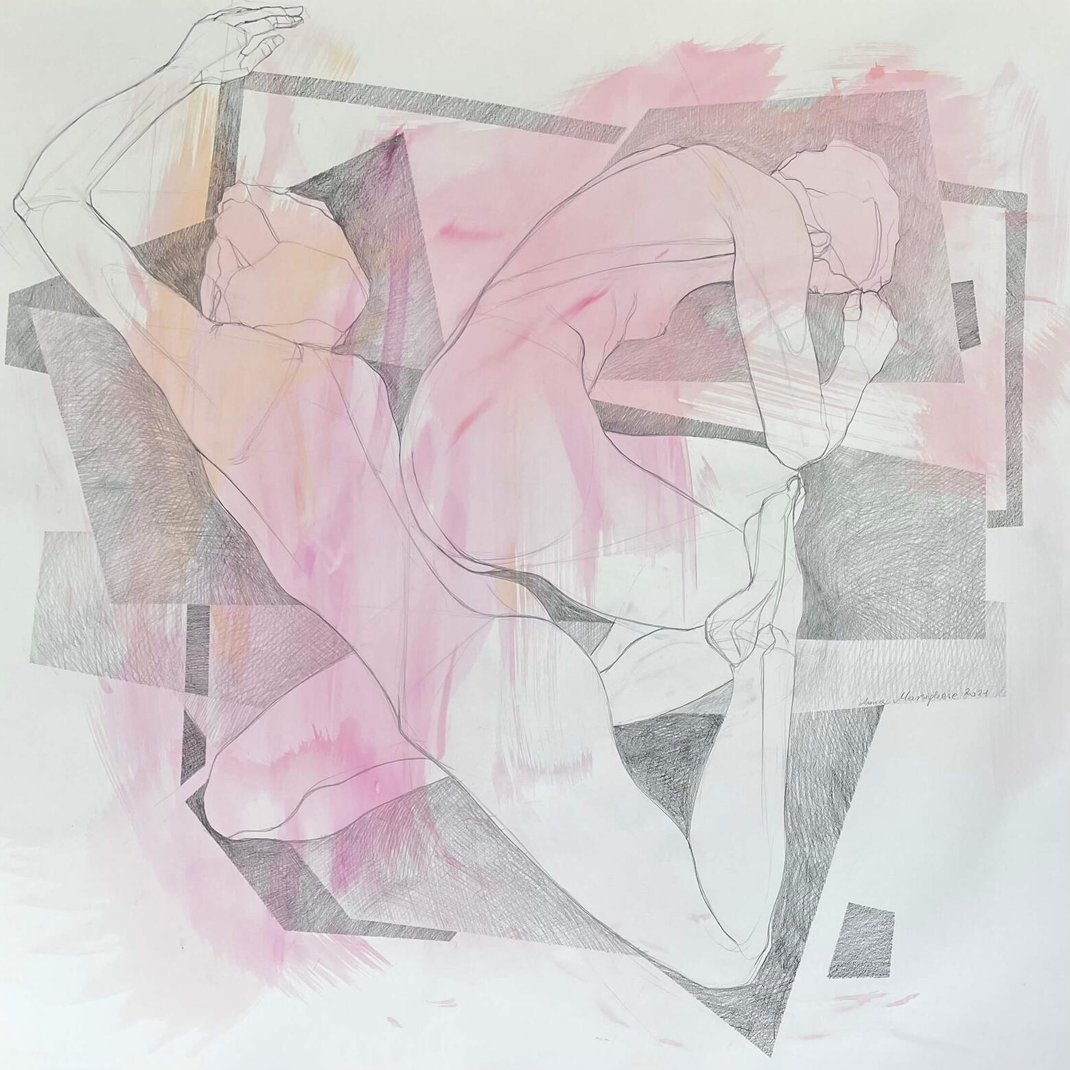 Detached [Oderwani], 120x110cm Inks, aquarelle, graphite, paper
