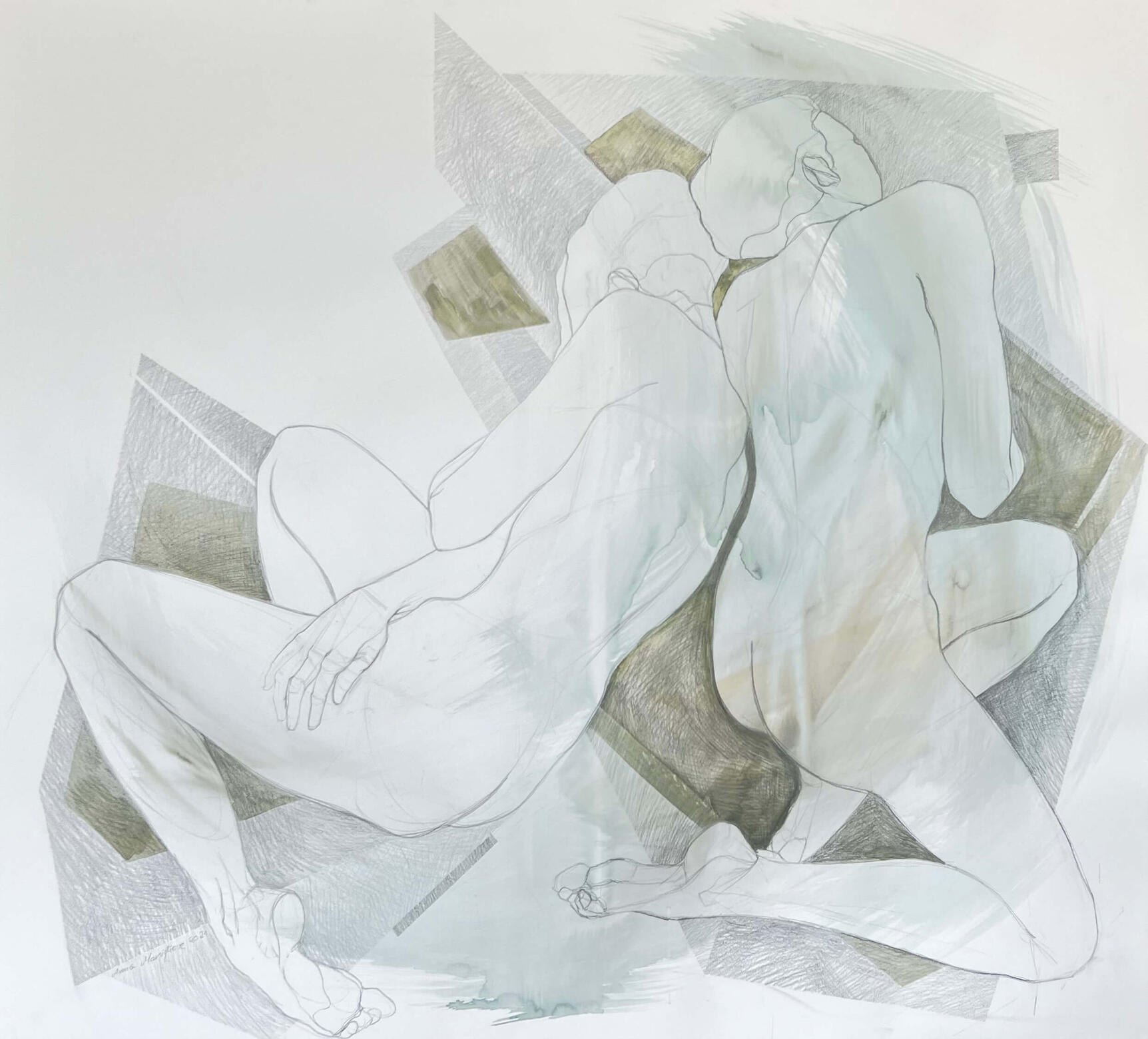 Detached [Oderwani], 120x110cm Inks, aquarelle, graphite, paper