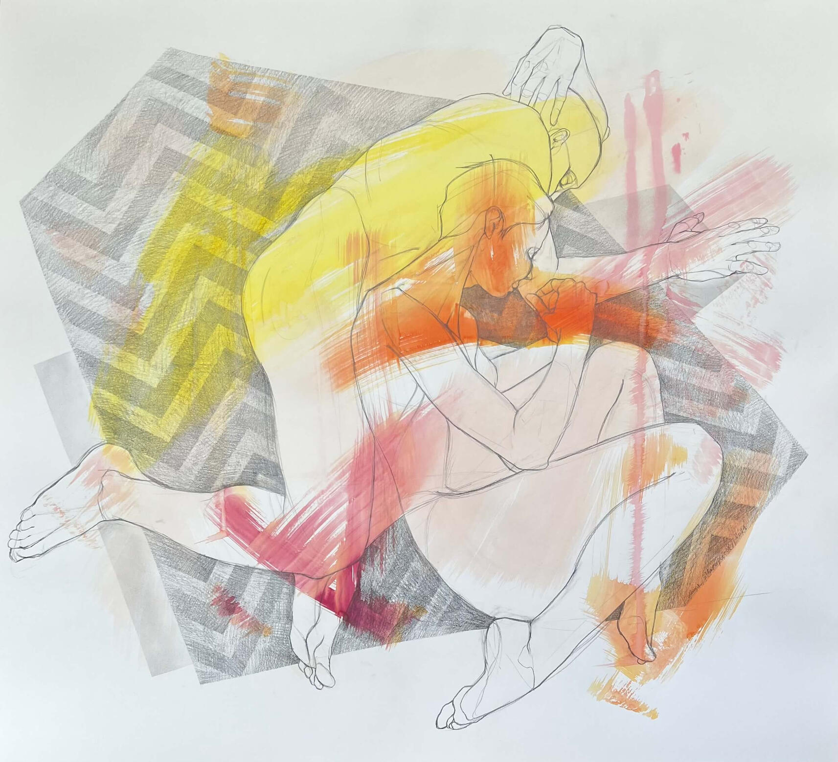 Detached [Oderwani], 120x110cm Inks, aquarelle, graphite, paper