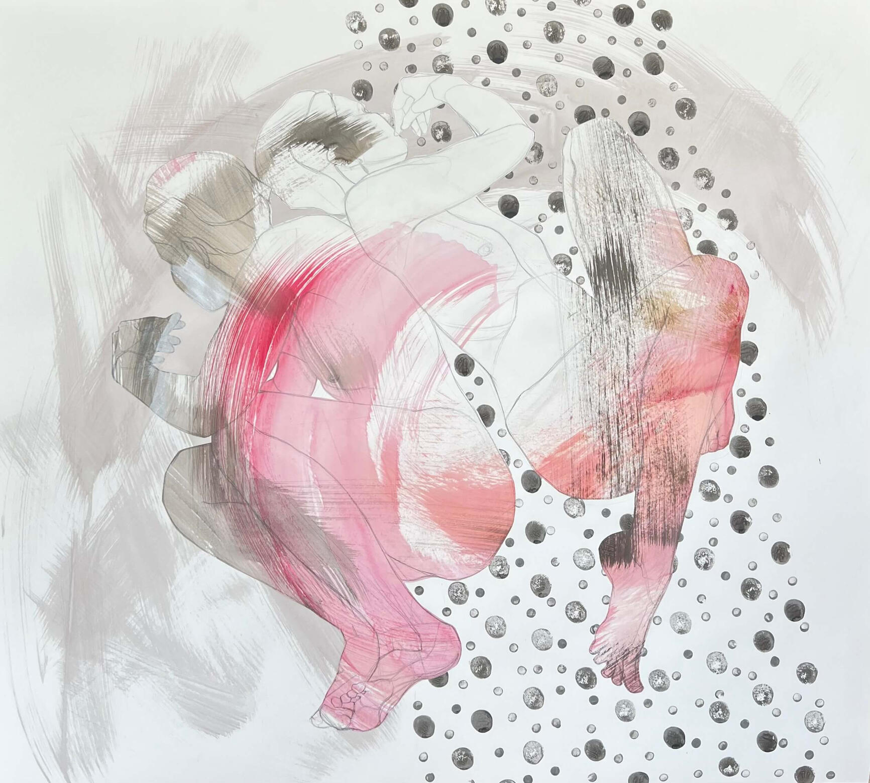 Detached [Oderwani], 120x110cm Inks, aquarelle, graphite, paper