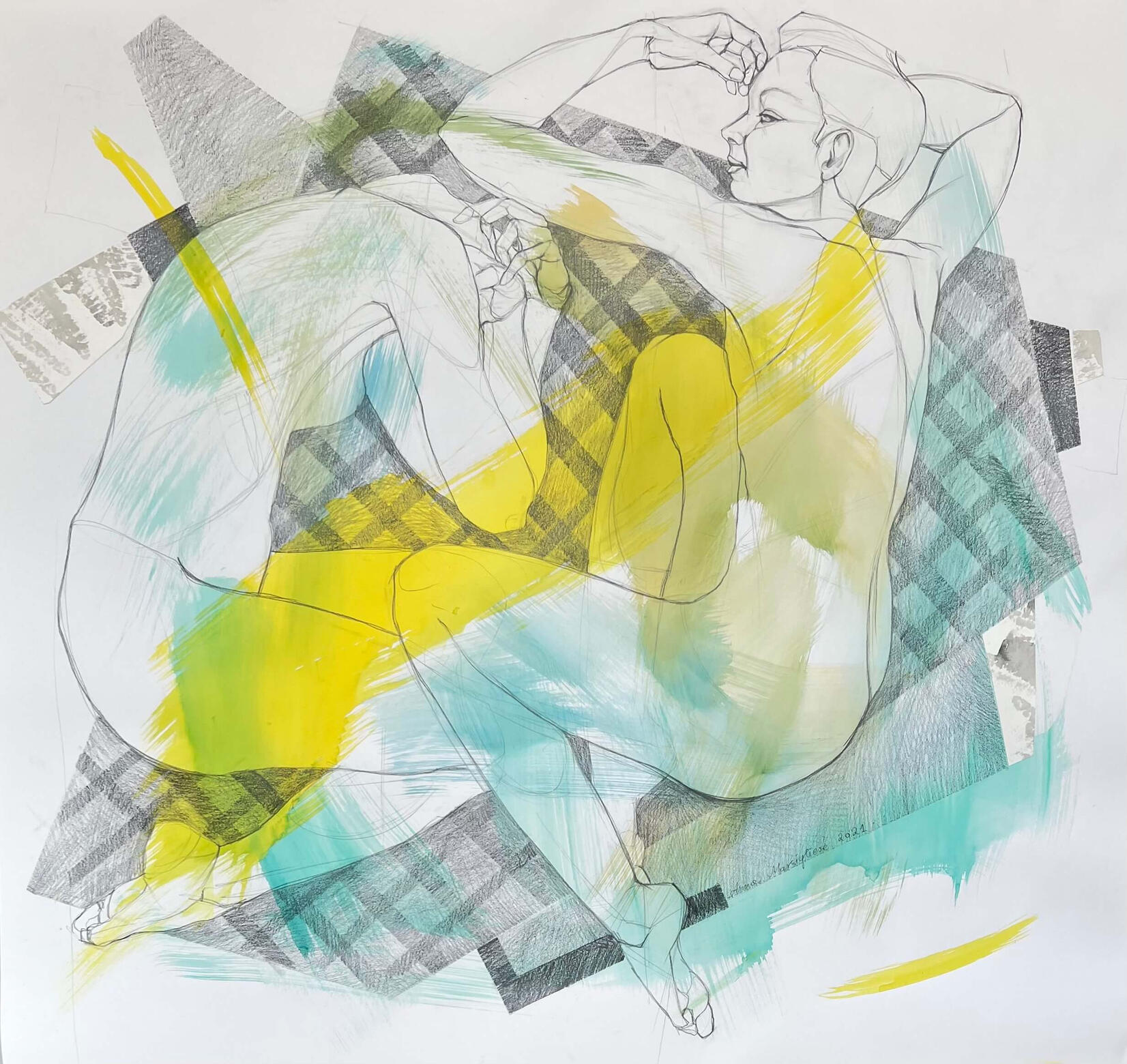 Detached [Oderwani], 120x110cm Inks, aquarelle, graphite, paper