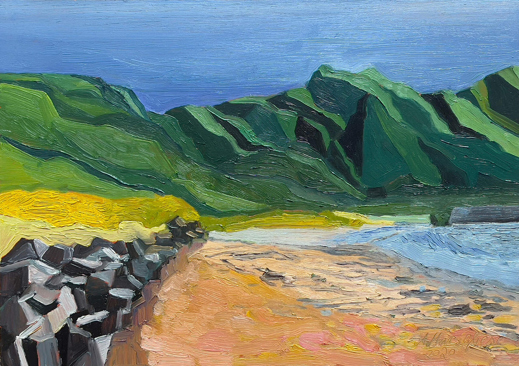 Seriously british beaches 2021, 42cmx30cm, oil on board